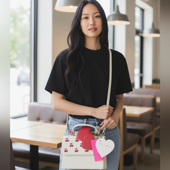 Betsey Johnson Cherry Crossbody & Cherry Bag Charm - Picture 2 of 7